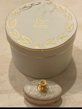 Lenox Trinket Box 1999 Aquamarine Gem Stone March Birthstone Collection Vintage